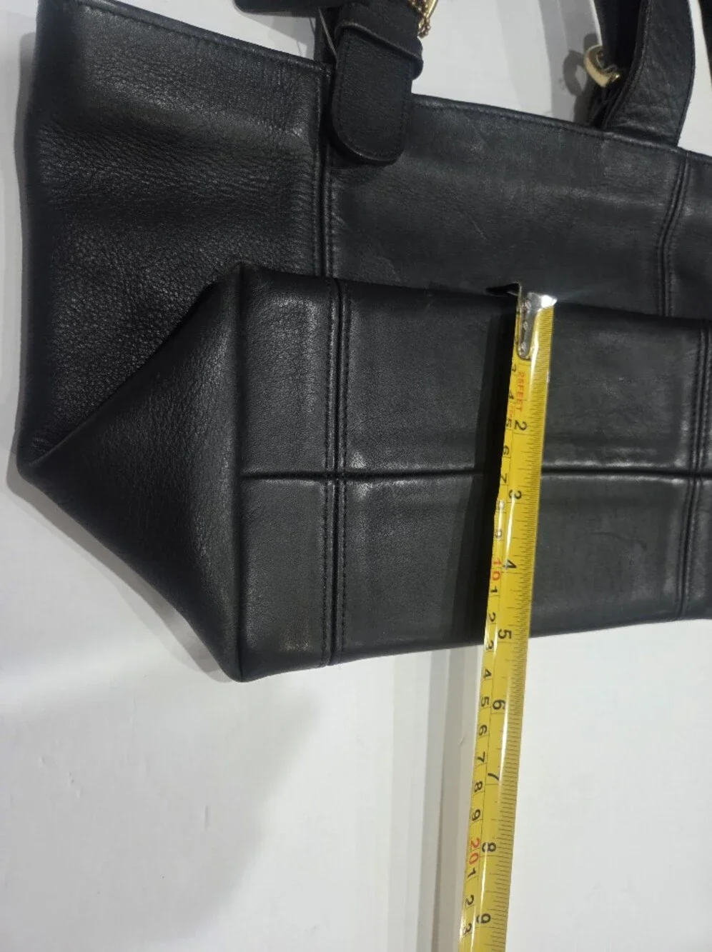 Vintage Coach Waverly  Black Leather Small Tote Bag with Gold Buckle